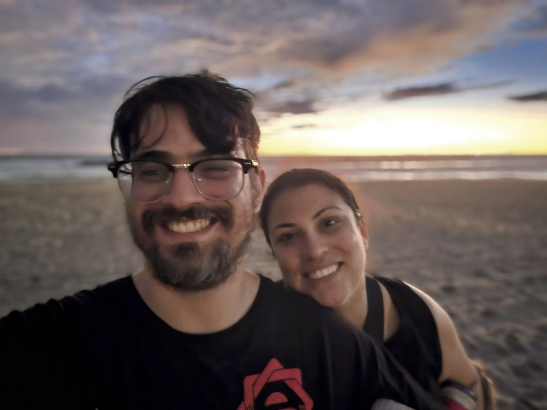 Samuel Baese with his wife at the beach
